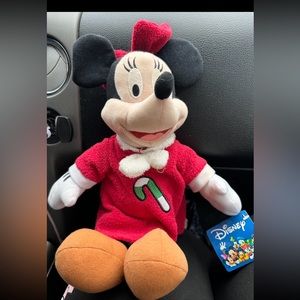 RARE Disney Minnie Mouse Christmas Holiday Candy Cane Dress Plush 14"  NWT